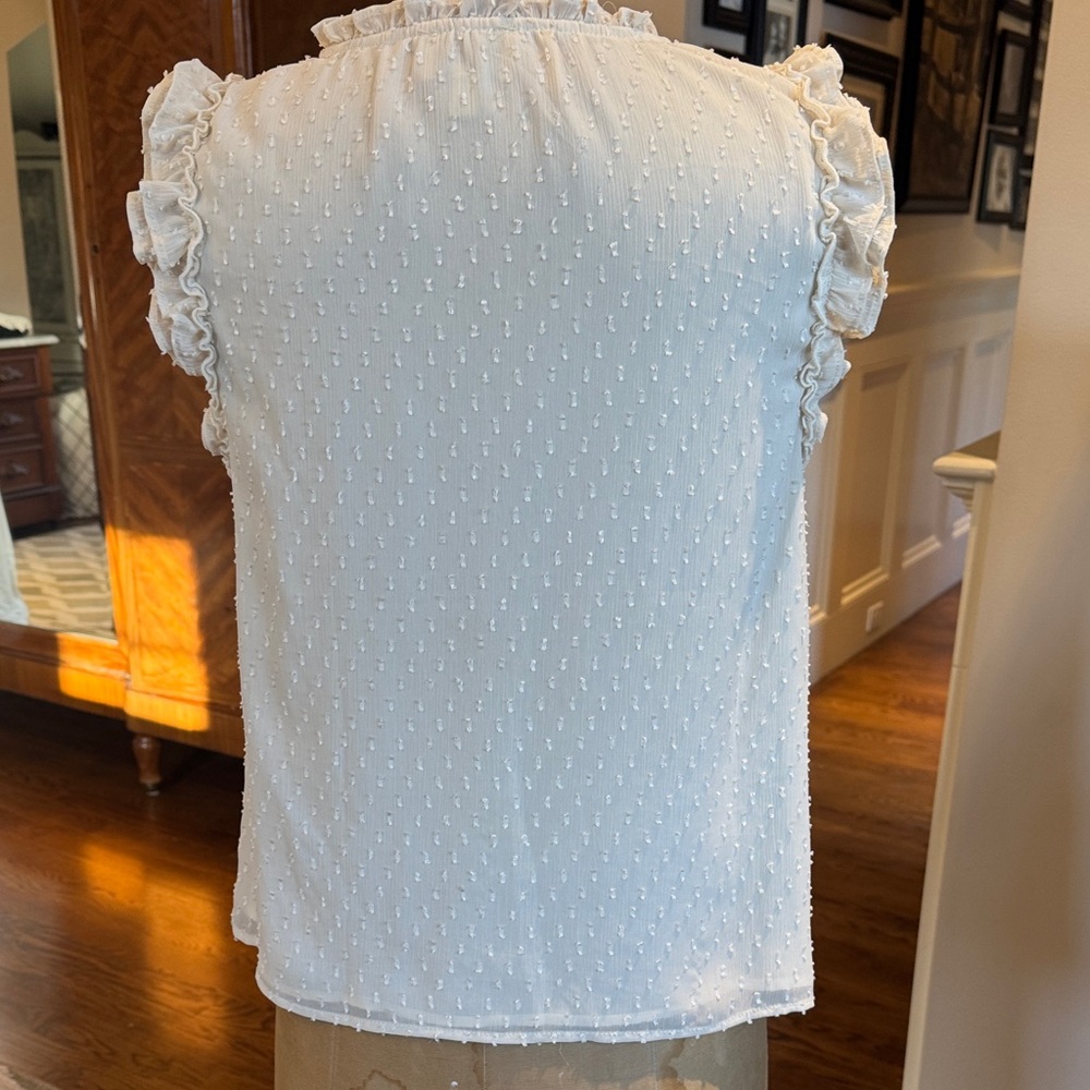 Greylin Ivory Textured Ruffle Blouse - Picture 3 of 8